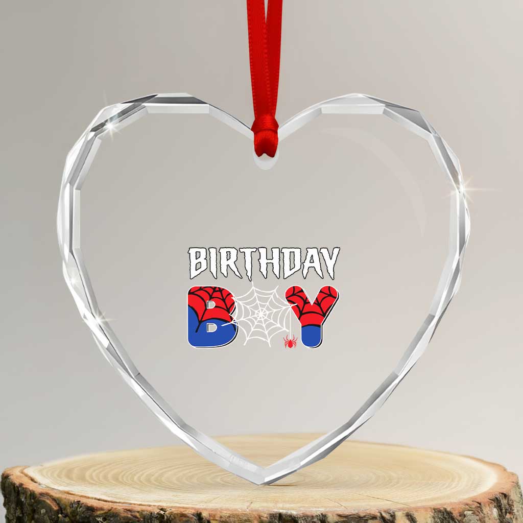 Spider Birthday Boy Heart Crystal Glass Ornament Bday Spiders Party TS02 Transparent Glass 3'' Heart Print Your Wear