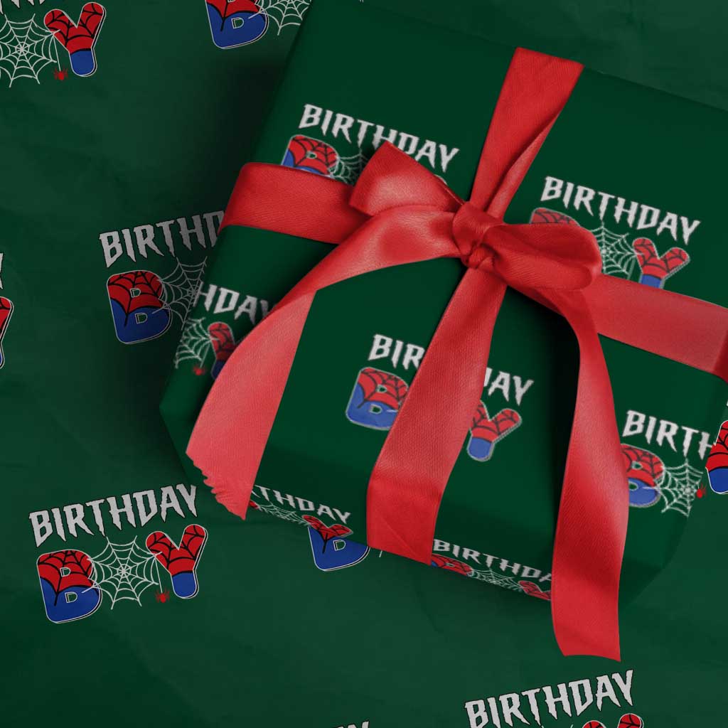 Spider Birthday Boy Wrapping Paper Roll Bday Spiders Party TS02 Green Print Your Wear