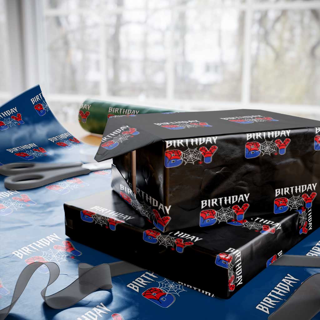 Spider Birthday Boy Wrapping Paper Roll Bday Spiders Party TS02 Black Print Your Wear