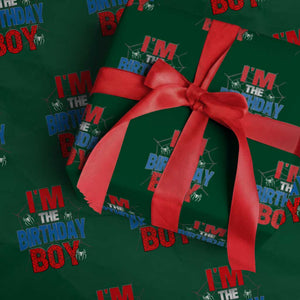 Spider Birthday Boy Wrapping Paper Roll Spiders Lover Bday Party TS02 Green Print Your Wear