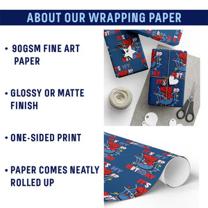 Spider Birthday Wrapping Paper Roll It's My 3rd Bday Party 3 Years Old Boy TS02 Print Your Wear
