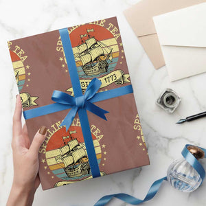 Spilling The Tea Since 1773 Wrapping Paper Roll Retro Sunset Boston Tea Party History