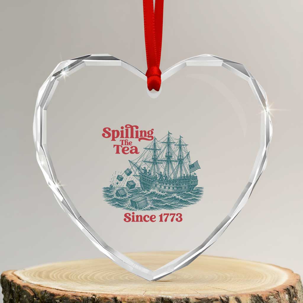 Spilling The Tea Since 1773 Heart Crystal Glass Ornament American History Gift TS12 Transparent Glass 3'' Heart Print Your Wear