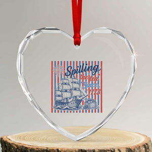 Spilling The Tea Since 1773 Heart Crystal Glass Ornament Boston Tea Party USA History Humor