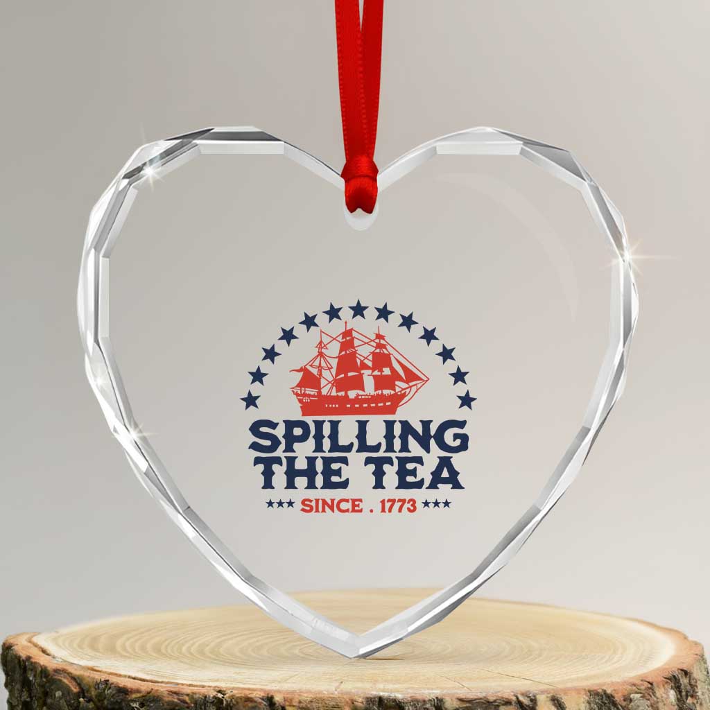 Spilling The Tea Since 1773 Heart Crystal Glass Ornament Patriotic Nautical Stars American History TS02 Transparent Glass 3'' Heart Print Your Wear