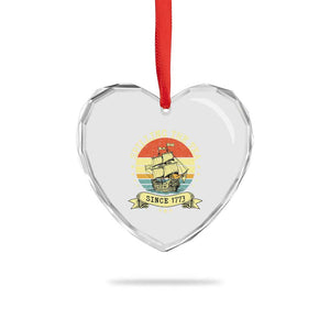 Spilling The Tea Since 1773 Heart Crystal Glass Ornament Retro Sunset Boston Tea Party History