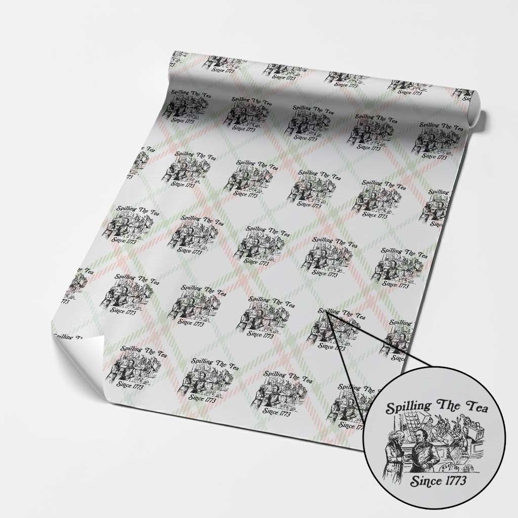 Spilling The Tea Since 1773 Wrapping Paper Roll Boston Tea Party Vintage Historical Sketch Graphic