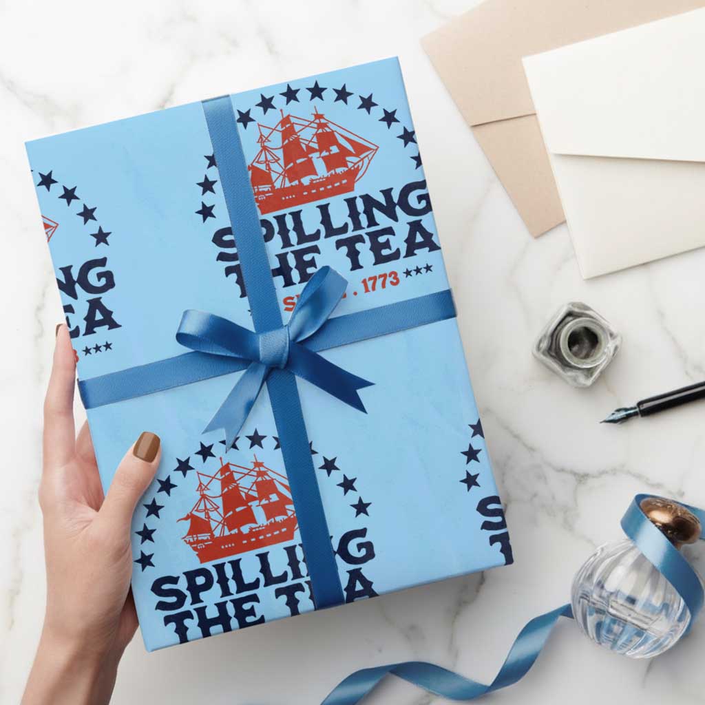 Spilling The Tea Since 1773 Wrapping Paper Roll Patriotic Nautical Stars American History