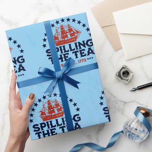 Spilling The Tea Since 1773 Wrapping Paper Roll Patriotic Nautical Stars American History