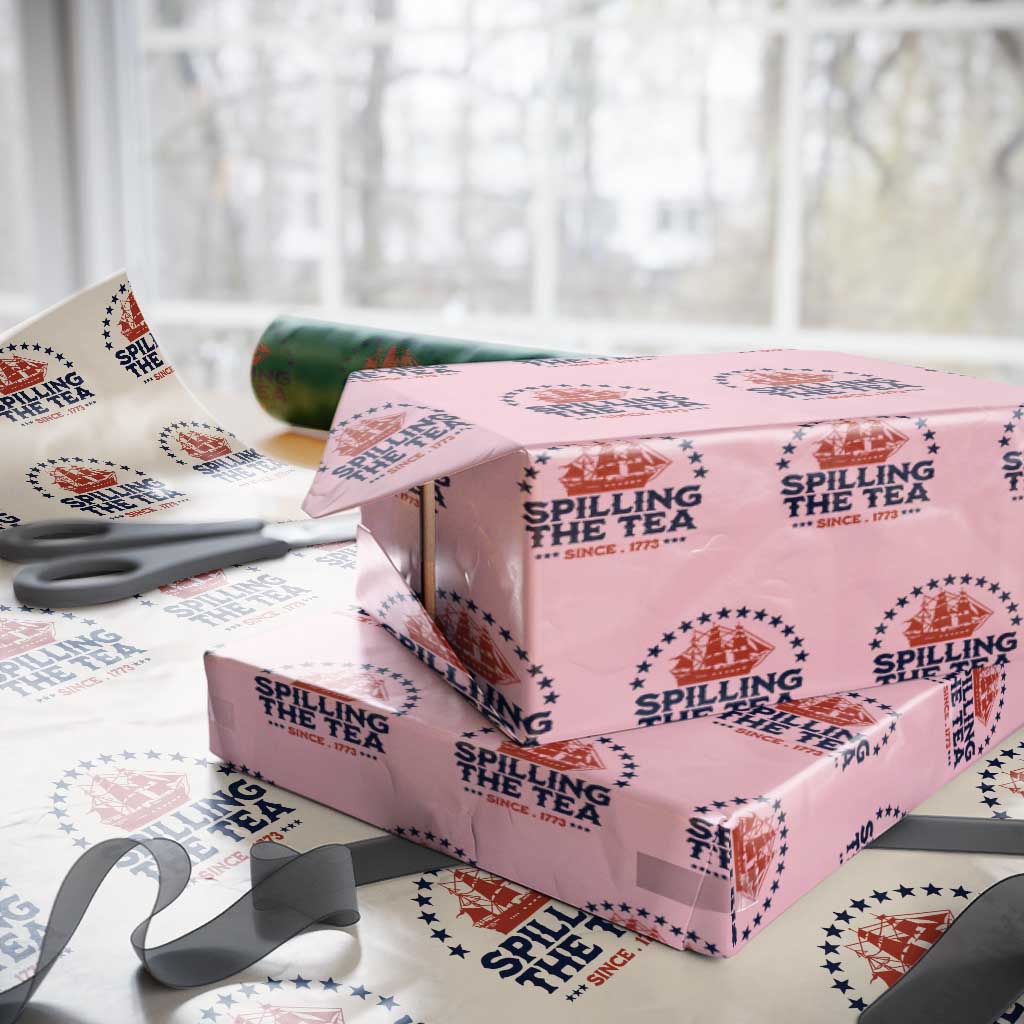 Spilling The Tea Since 1773 Wrapping Paper Roll Patriotic Nautical Stars American History