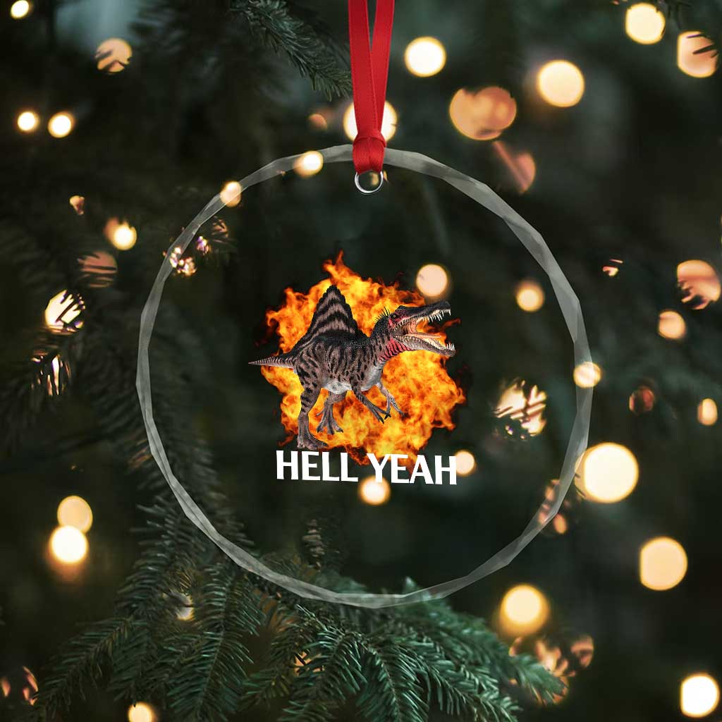 Spinosaurus Racha Explosion Hell Yeah Crystal Glass Ornament Dinosaur Shrieks Meme Funny Prehistoric Fire Blast TS02 Print Your Wear
