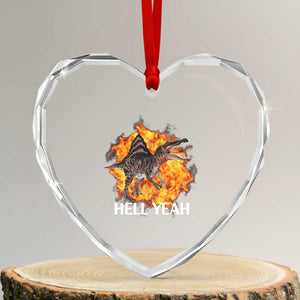 Spinosaurus Racha Explosion Hell Yeah Heart Crystal Glass Ornament Dinosaur Shrieks Meme Funny Prehistoric Fire Blast TS02 Transparent Glass 3'' Heart Print Your Wear