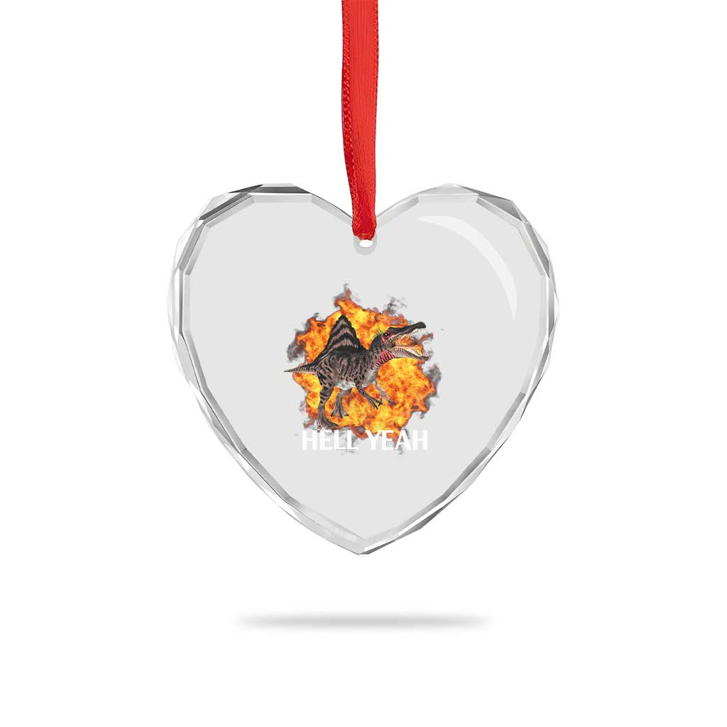 Spinosaurus Racha Explosion Hell Yeah Heart Crystal Glass Ornament Dinosaur Shrieks Meme Funny Prehistoric Fire Blast TS02 Print Your Wear