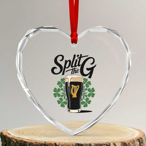 Split the G Funny Irish Drinking Heart Crystal Glass Ornament St. Patrick’s Day Stout Beer Lovers Pub Crawls TS02 Transparent Glass 3'' Heart Print Your Wear