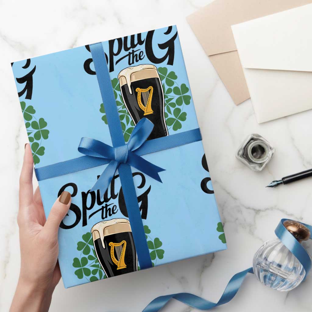 Split the G Funny Irish Drinking Wrapping Paper Roll St. Patrick’s Day Stout Beer Lovers Pub Crawls TS02 Light Blue Print Your Wear