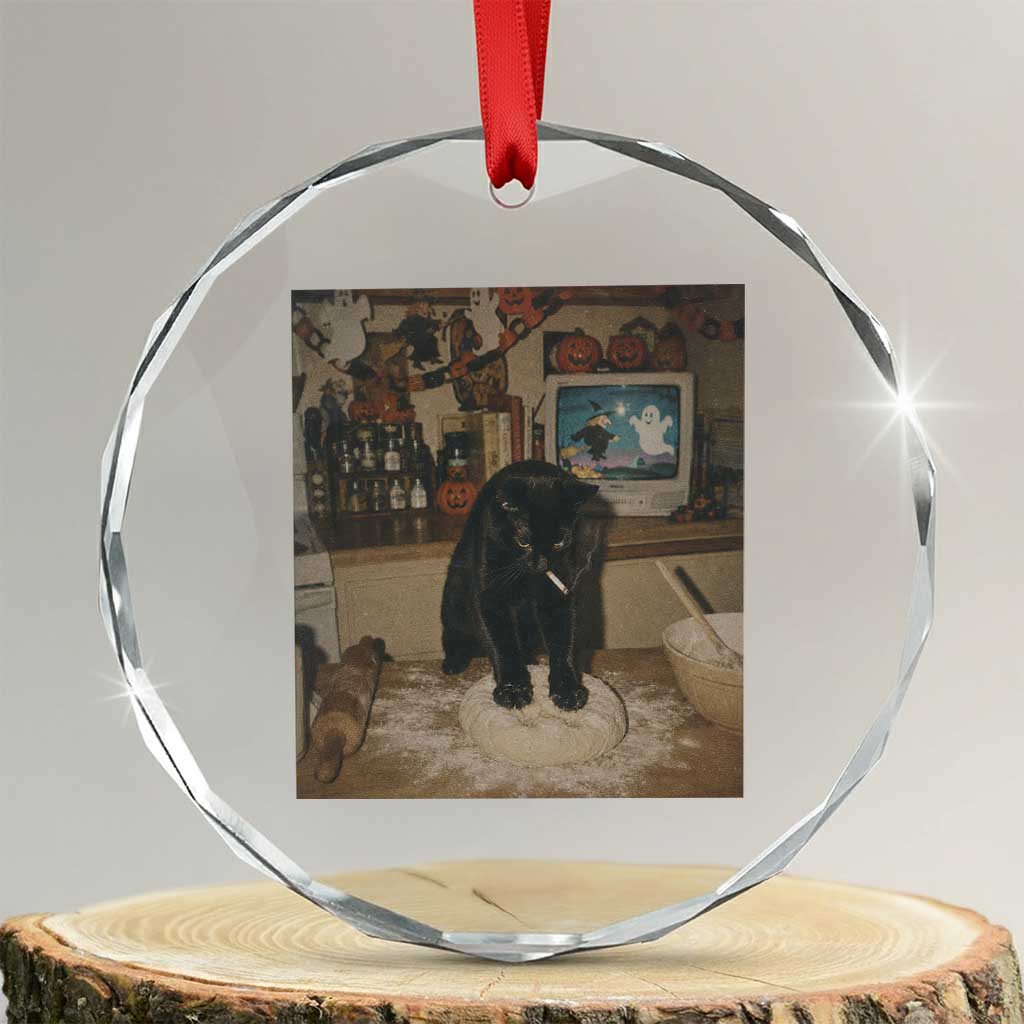 Spooky Biscuits Bakery Crystal Glass Ornament Funny Black Cat Halloween Gift TS14 Transparent Glass 3'' Circle Print Your Wear