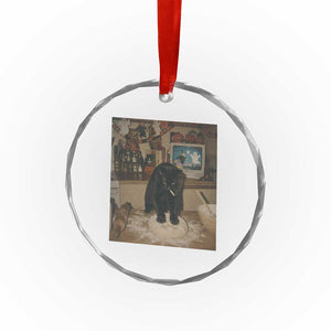 Spooky Biscuits Bakery Crystal Glass Ornament Funny Black Cat Halloween Gift