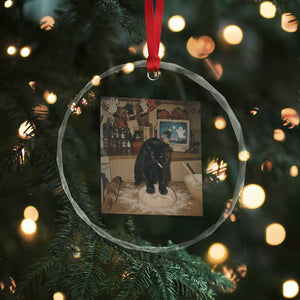 Spooky Biscuits Bakery Crystal Glass Ornament Funny Black Cat Halloween Gift