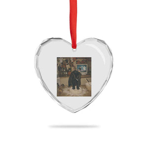 Spooky Biscuits Bakery Heart Crystal Glass Ornament Funny Black Cat Halloween Gift