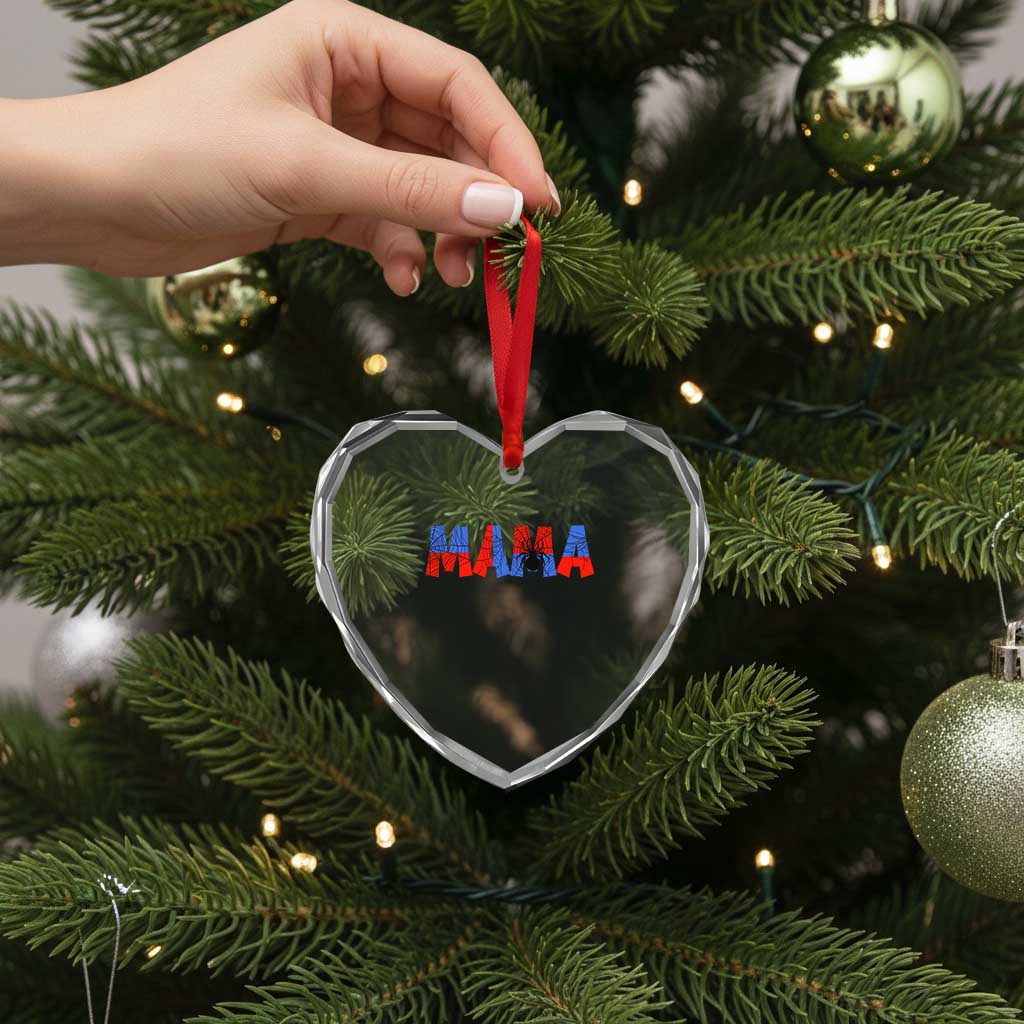 Spooky Mama Spider Web Heart Crystal Glass Ornament Cute Halloween Mom Gift