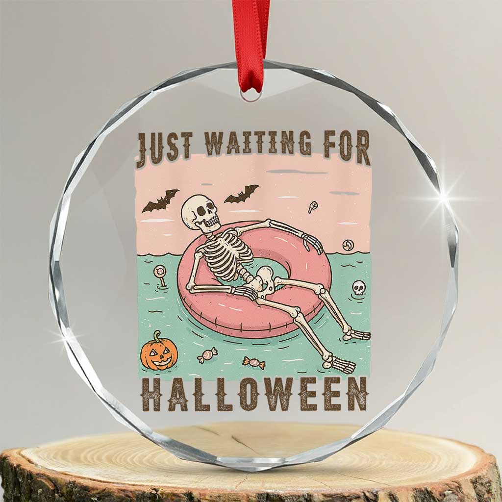 Spooky Summer Skeleton Crystal Glass Ornament Just Waiting For Halloween Summer Pool Party TS02 Transparent Glass 3'' Circle Print Your Wear