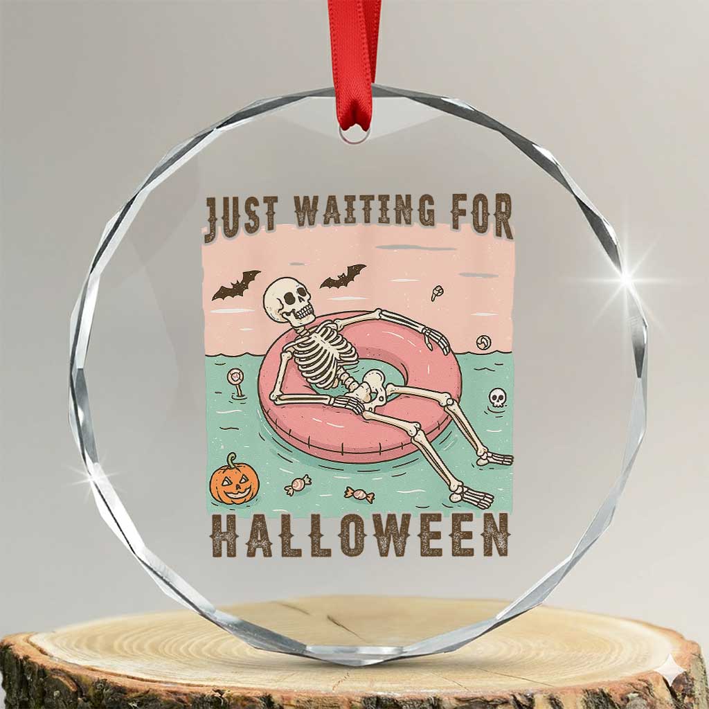 Spooky Summer Skeleton Crystal Glass Ornament Just Waiting For Halloween Summer Pool Party TS02 Transparent Glass 3'' Circle Print Your Wear