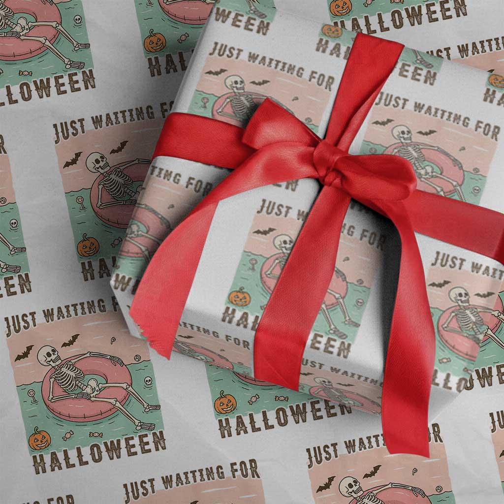 Spooky Summer Skeleton Wrapping Paper Roll Just Waiting For Halloween Summer Pool Party TS02 White Print Your Wear
