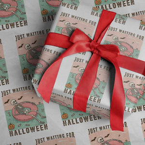 Spooky Summer Skeleton Wrapping Paper Roll Just Waiting For Halloween Summer Pool Party TS02 White Print Your Wear