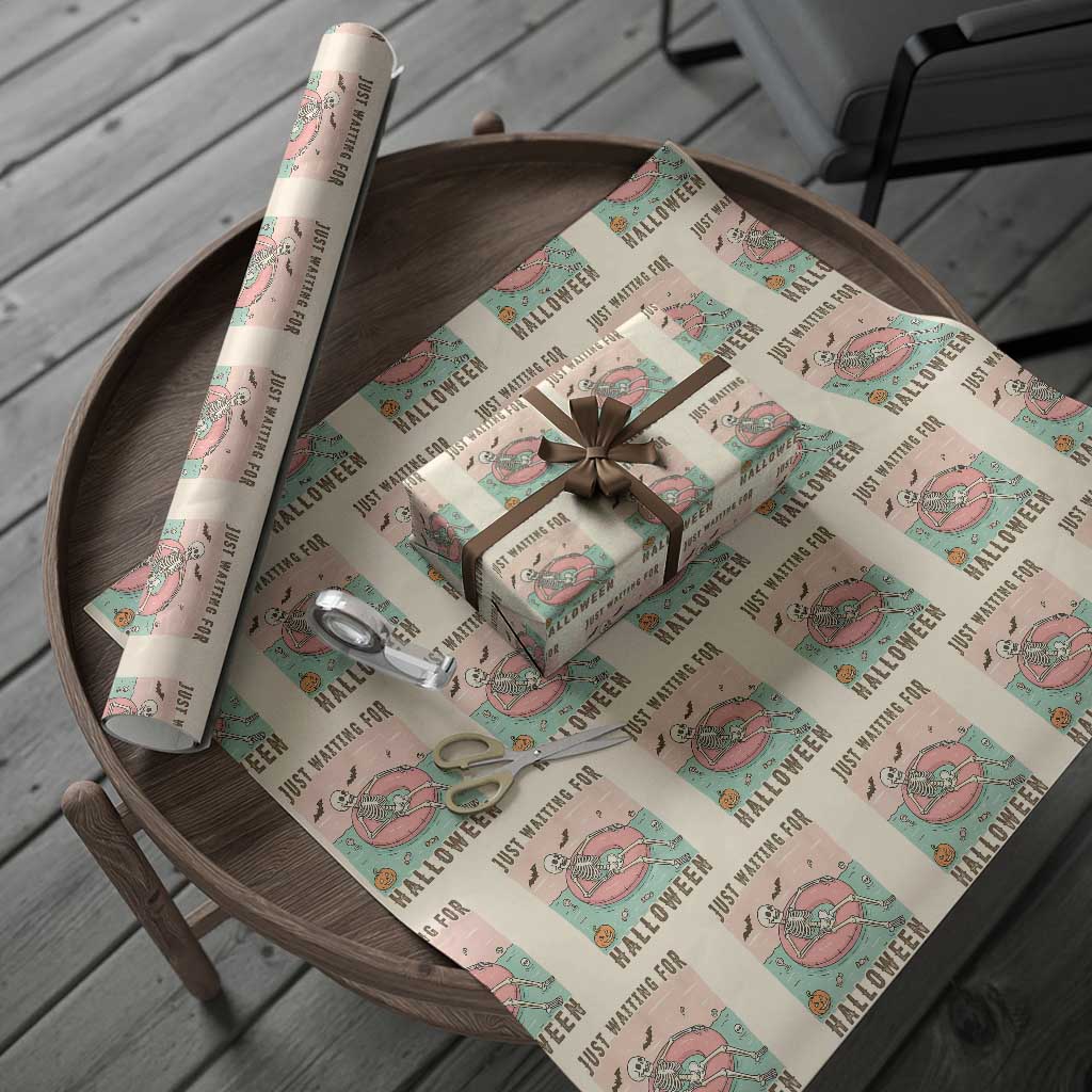 Spooky Summer Skeleton Wrapping Paper Roll Just Waiting For Halloween Summer Pool Party TS02 Beige Print Your Wear