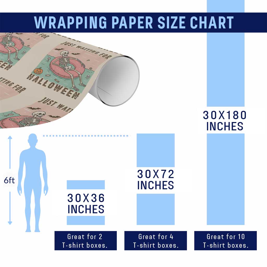 Spooky Summer Skeleton Wrapping Paper Roll Just Waiting For Halloween Summer Pool Party TS02 Print Your Wear