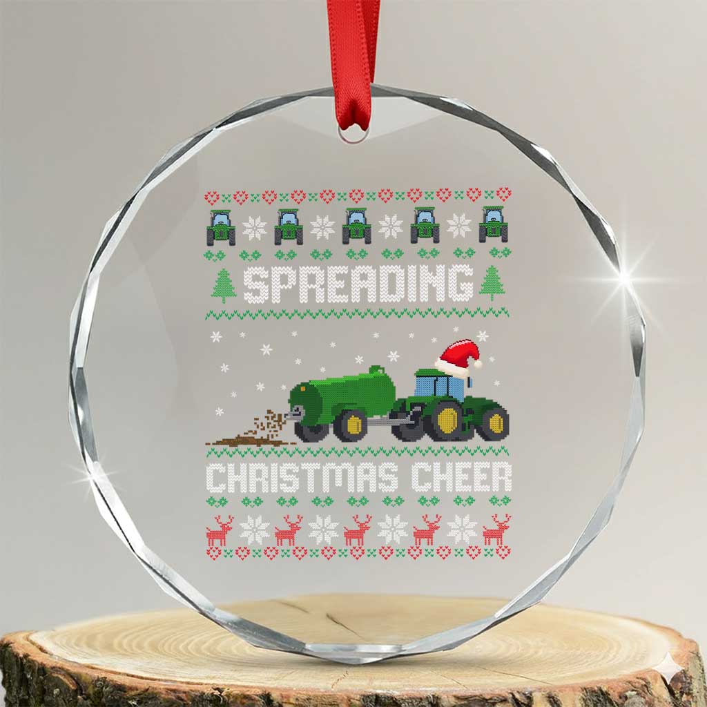 Spreading Christmas Cheer Crystal Glass Ornament Funny Farming Tractor Xmas TS11 Transparent Glass 3'' Circle Print Your Wear