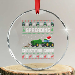 Spreading Christmas Cheer Crystal Glass Ornament Funny Farming Tractor Xmas TS11 Transparent Glass 3'' Circle Print Your Wear