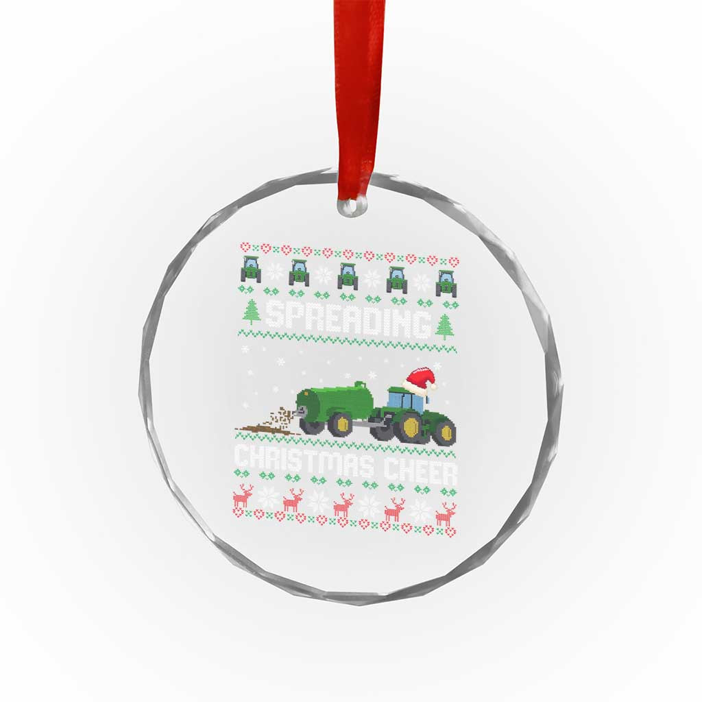 Spreading Christmas Cheer Crystal Glass Ornament Funny Farming Tractor Xmas TS11 Print Your Wear
