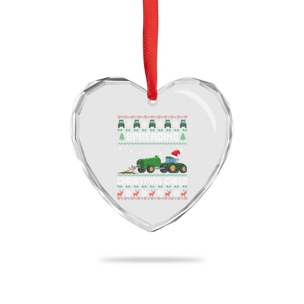 Spreading Christmas Cheer Heart Crystal Glass Ornament Funny Farming Tractor Xmas TS11 Print Your Wear