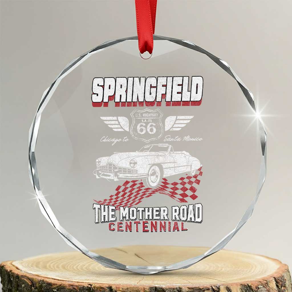 Springfield Missouri US Highway 66 Centennial Keepsake Crystal Glass Ornament Vintage 1950 Classic American Car Convertible TS14 Transparent Glass 3'' Circle Print Your Wear