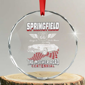 Springfield Missouri US Highway 66 Centennial Keepsake Crystal Glass Ornament Vintage 1950 Classic American Car Convertible TS14 Transparent Glass 3'' Circle Print Your Wear