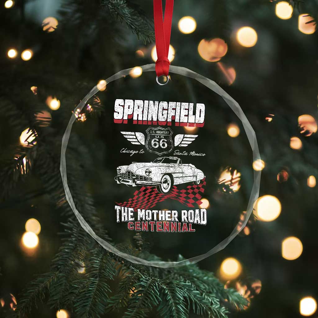 Springfield Missouri US Highway 66 Centennial Keepsake Crystal Glass Ornament Vintage 1950 Classic American Car Convertible TS14 Print Your Wear