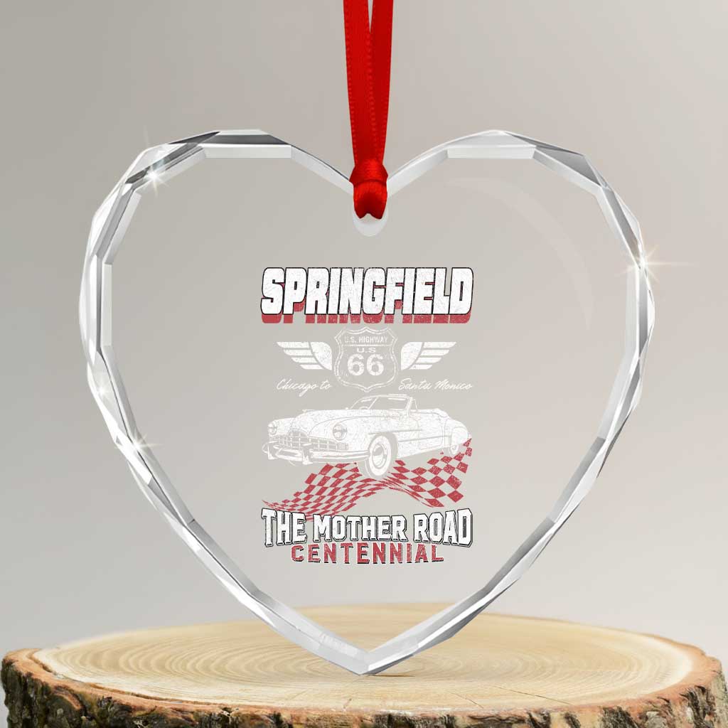 Springfield Missouri US Highway 66 Centennial Keepsake Heart Crystal Glass Ornament Vintage 1950 Classic American Car Convertible TS14 Transparent Glass 3'' Heart Print Your Wear