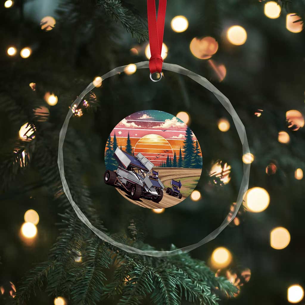 Sprint Car Dirt Track Racing Sunset Motorsports Crystal Glass Ornament TS14 Print Your Wear