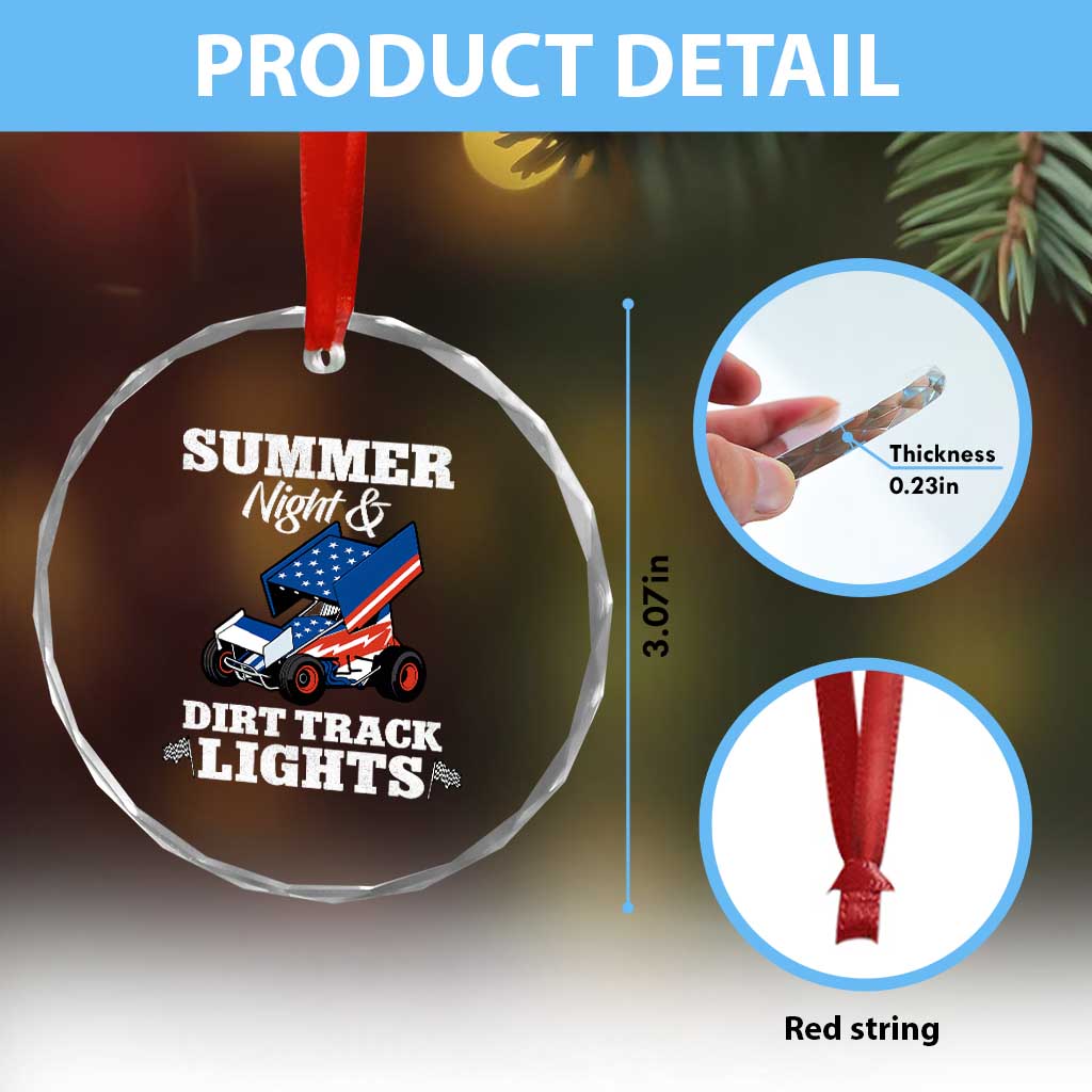 Sprint Car Racing Crystal Glass Ornament Summer Nights And Dirt Track Lights TS14 Print Your Wear