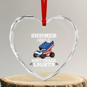 Sprint Car Racing Heart Crystal Glass Ornament Summer Nights And Dirt Track Lights TS14 Transparent Glass 3'' Heart Print Your Wear