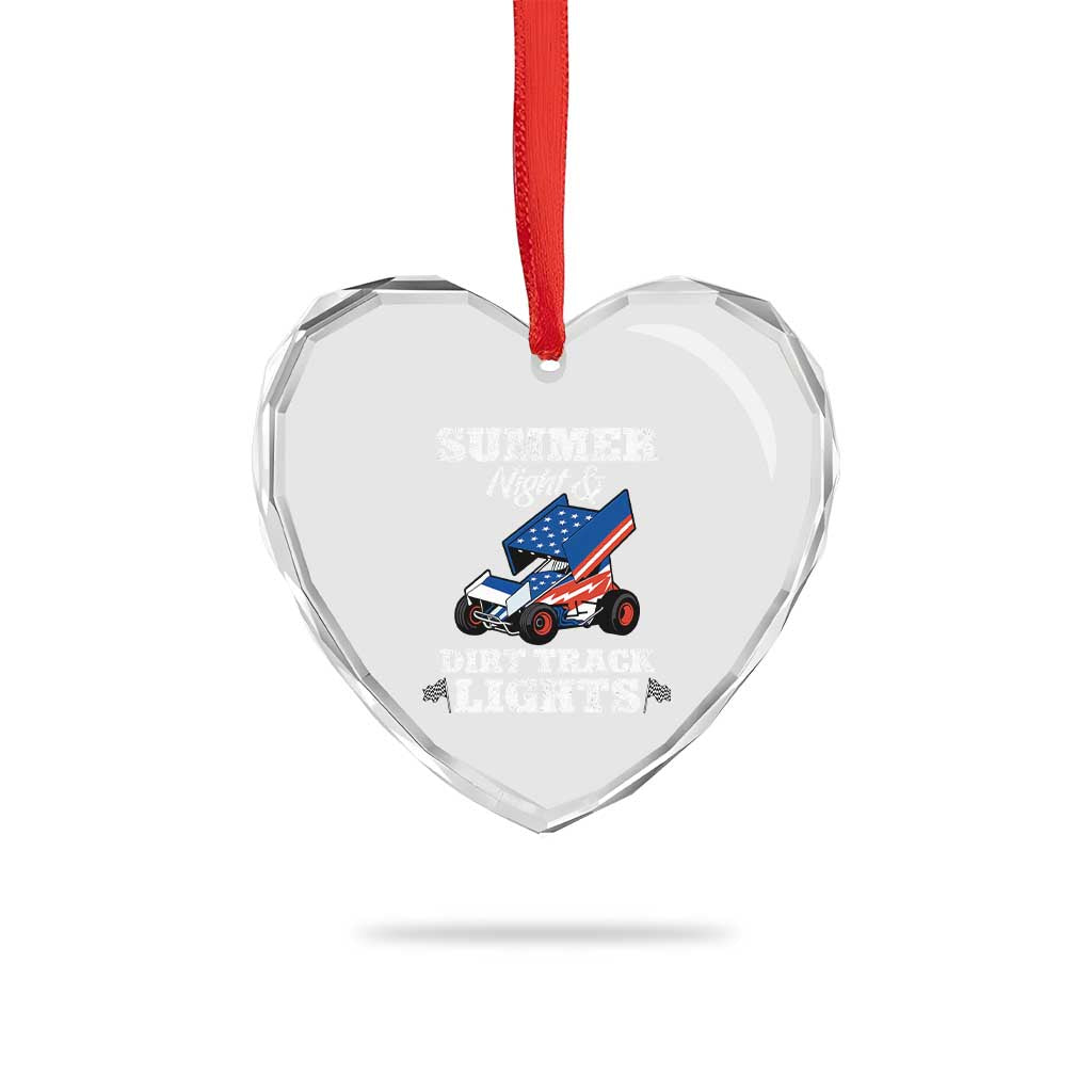 Sprint Car Racing Heart Crystal Glass Ornament Summer Nights And Dirt Track Lights TS14 Print Your Wear