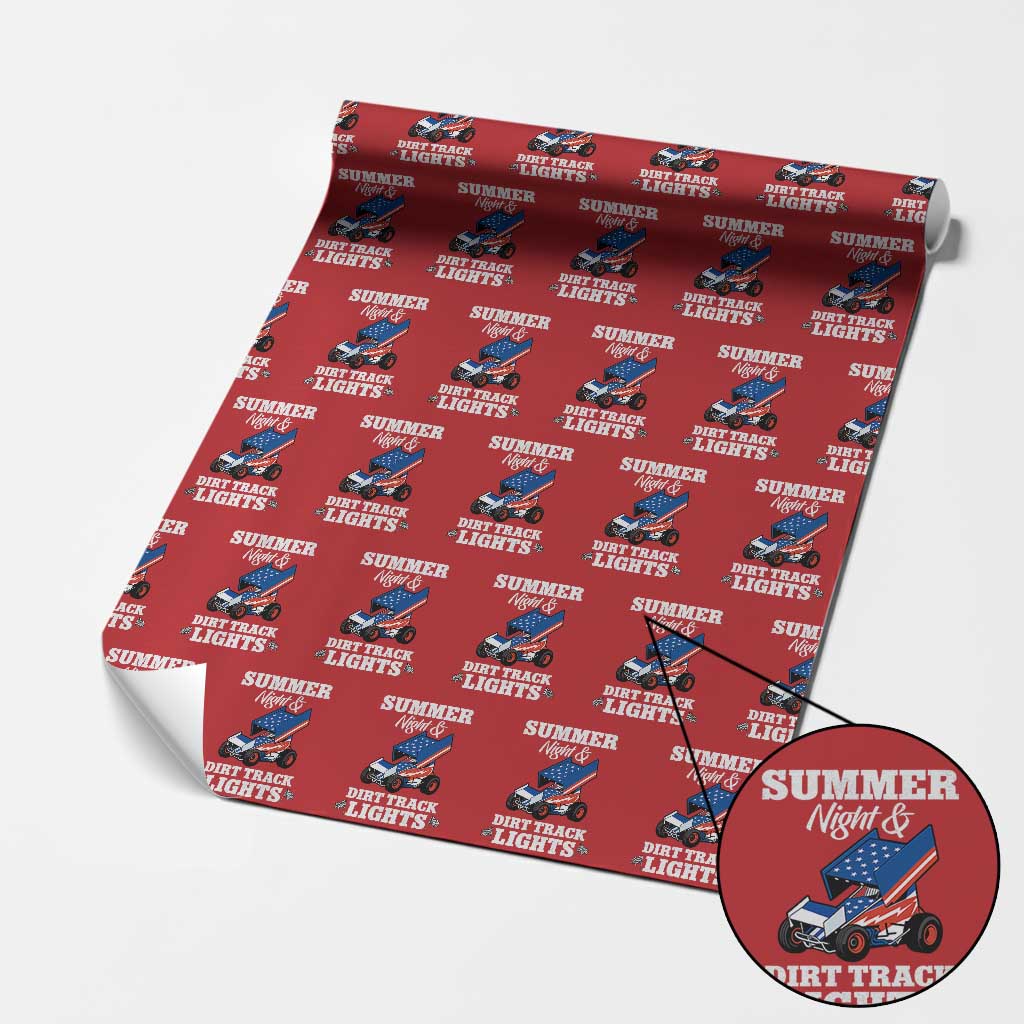 Sprint Car Racing Wrapping Paper Roll Summer Nights And Dirt Track Lights TS14 Red Print Your Wear