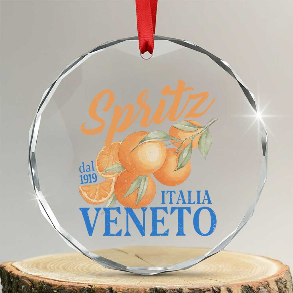 Spritz Italia Veneto Dal 1919 Crystal Glass Ornament Vintage Aperitivo Orange Italian Cocktail TS02 Transparent Glass 3'' Circle Print Your Wear