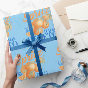 Spritz Italia Veneto Dal 1919 Wrapping Paper Roll Vintage Aperitivo Orange Italian Cocktail TS02 Light Blue Print Your Wear