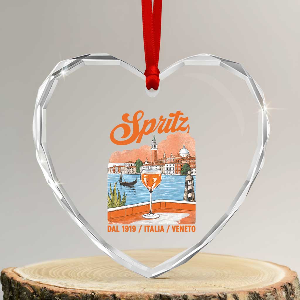 Spritz Veneto Heart Crystal Glass Ornament Italia Vintage Orange Wine Cocktail Dal 1919 TS11 Transparent Glass 3'' Heart Print Your Wear