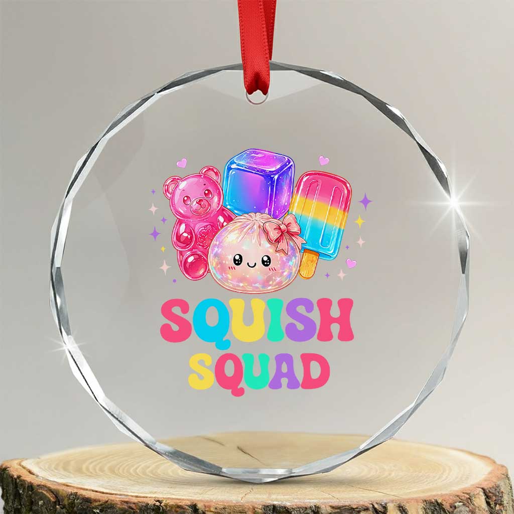 Squish Squad Kawaii Glitter Dumpling and Candy Graphic Crystal Glass Ornament Cute Gummy Bear Popsicle TS02 Transparent Glass 3'' Circle Print Your Wear