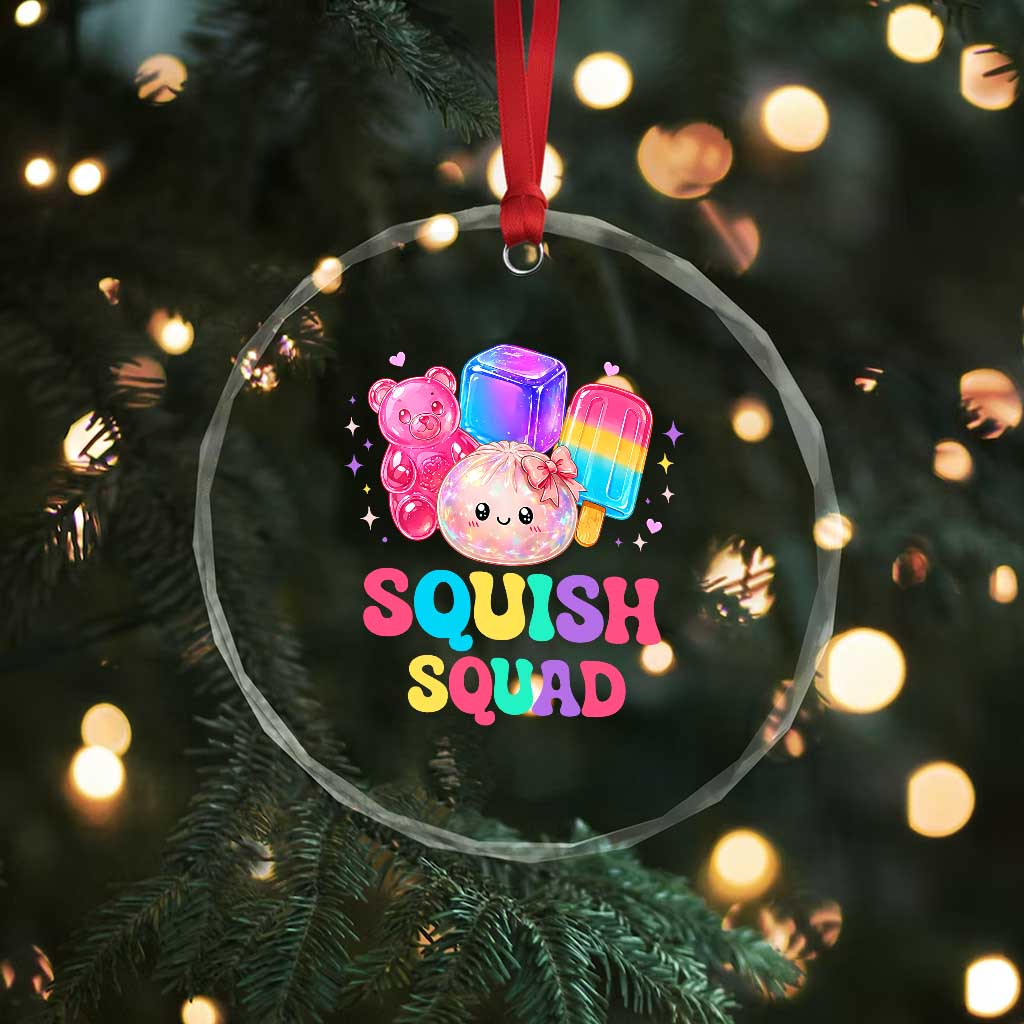 Squish Squad Kawaii Glitter Dumpling and Candy Graphic Crystal Glass Ornament Cute Gummy Bear Popsicle