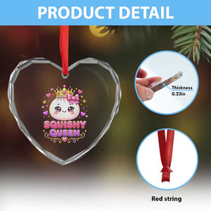 Squishy Queen Kawaii Glitter Dumpling Graphic Heart Crystal Glass Ornament Cute Tiara Crown and Pink Bow