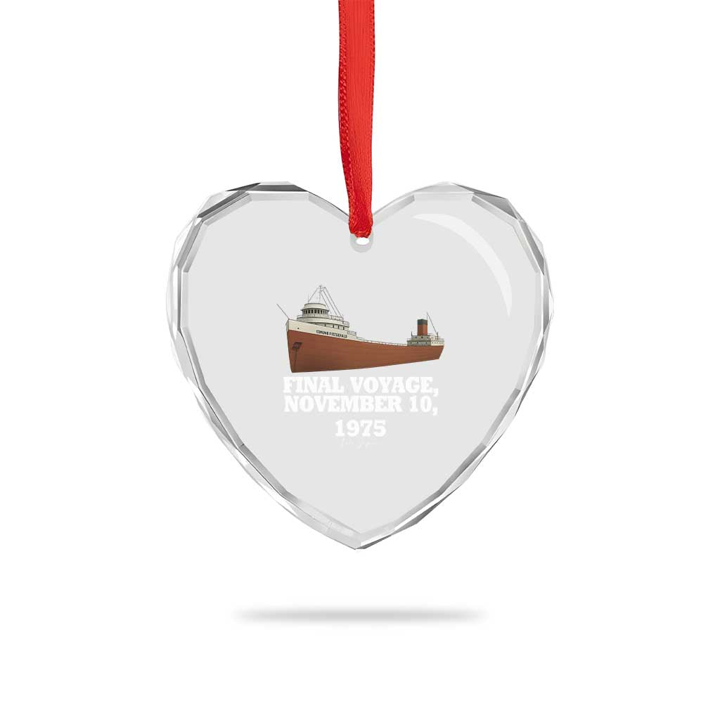 SS Edmund Fitzgerald Final Voyage Tribute Heart Crystal Glass Ornament November 10 1975 Lake Superior Memorial TS02 Print Your Wear
